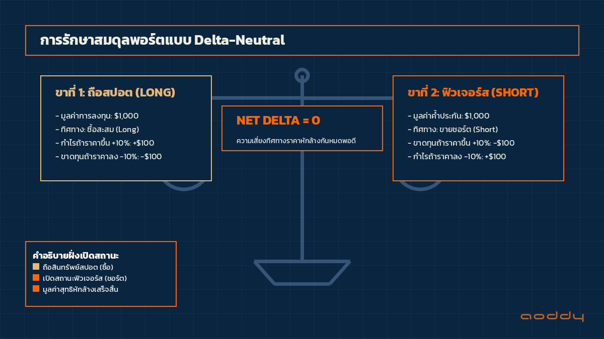 เปิดสองขา Long Spot และ Short Perp ขนาดเท่ากันเพื่อให้พอร์ตเป็น Delta-Neutral ภาพหน้าจอ Hyperliquid แสดงการเปิดสถานะ Long Spot และ Short Perp ในขนาดเท่ากันเพื่อทำ Delta Neutral
