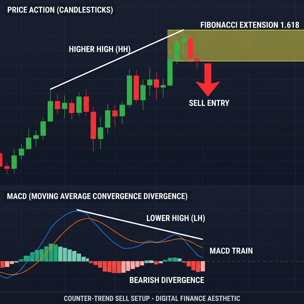 Counter-Trend Sell Setup: Higher High Price vs Lower High Indicator